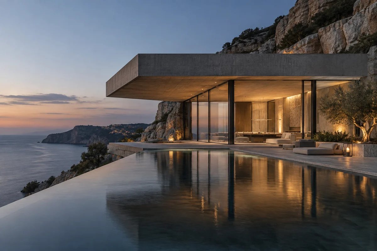 Konsept mimarlık sitesi için oluşturulan modern yapı görseli
